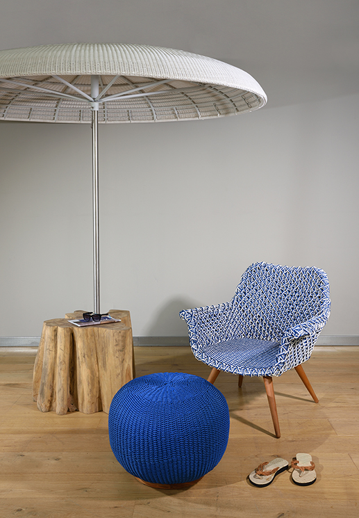 ATHINA Armchair - Synthetic Rattan White & Blue